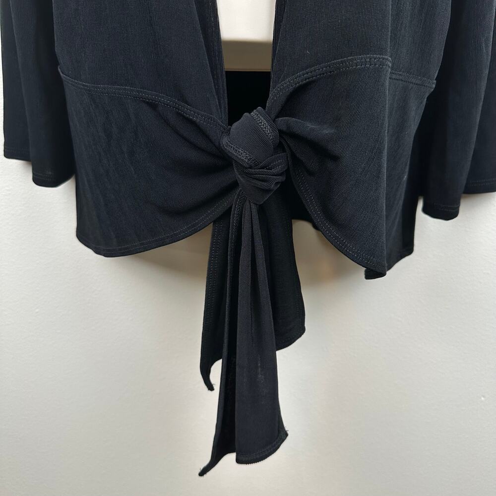 Chico's Travelers Tie Front Cardigan 3/4 Sleeve Black Slinky Chico 3 US XL - Picture 4 of 11